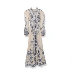 [095]GG   New Resort Style Elegant Stand Collar Medium-length Waist-cinched Women's Dress