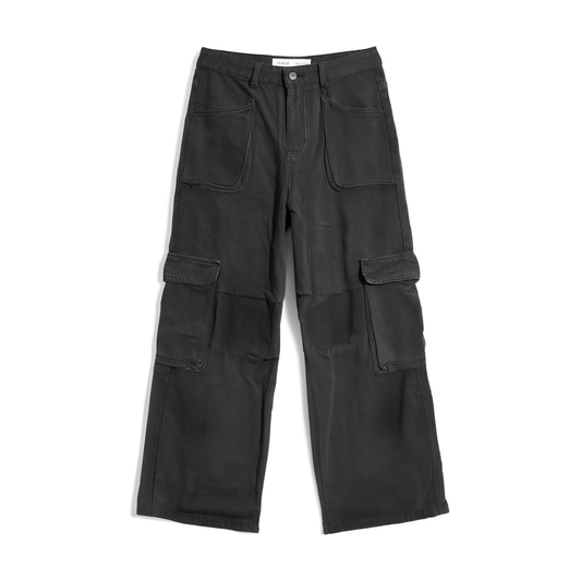 [834]GM   Women's High-Street Workwear Jeans, Wide-Leg Pants with Multi-Pocket and Zipper Design