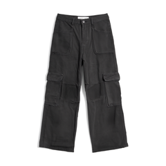 [834]G    COCO & GODDESS Women's High-Street Workwear Jeans, Wide-Leg Pants with Multi-Pocket and Zipper Design