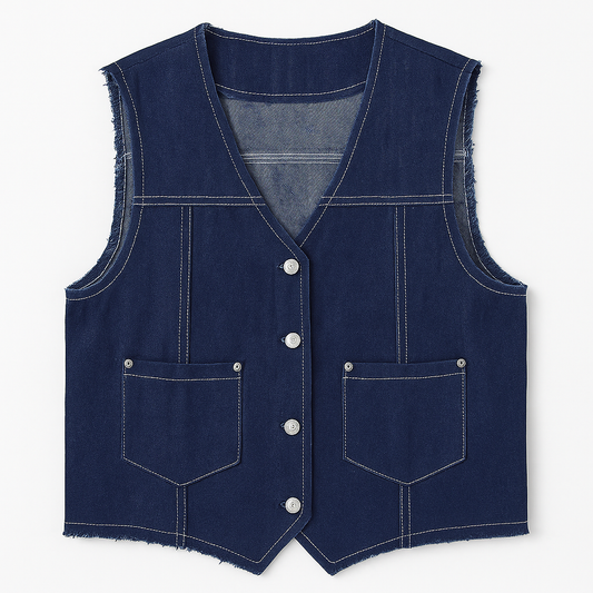 [221]MS 2024 Summer Women's Vintage Denim Shirt, Elegant and Versatile Vest Top