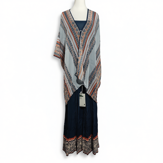 [288]GG     Light Blue Beach Robe/Slip Dress for Women with Pleated Midi Skirt