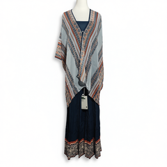 [288]GG     Light Blue Beach Robe/Slip Dress for Women with Pleated Midi Skirt