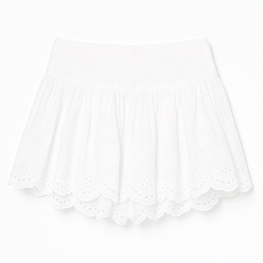 [233]GS Weekendhub White Lace Skirt 2025 New Collection A-line Skirt High-Waisted Short Skirt Korean-Style Skirt Designer Style