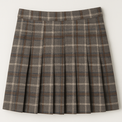 [242]MS 2024 Autumn/Winter Plus Size Checkered Wool Pleated Skirt High Waist Slimming Body-Hugging A-Line Design