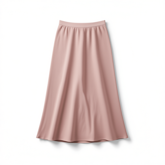 [005]GG    French-style Commting Elegant Satin Higuh-Waisted Midi A-Line Fishtail Skirt