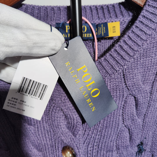 [006]G   Wetumo Round Neck Cardigan 2024 Autumn/Winter New Arrival Purple Versatile Honeycomb Knit Simple Small Horse Shoe Embroidery Sweater