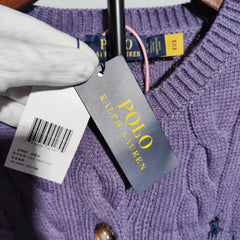 [006]G   Wetumo Round Neck Cardigan 2024 Autumn/Winter New Arrival Purple Versatile Honeycomb Knit Simple Small Horse Shoe Embroidery Sweater