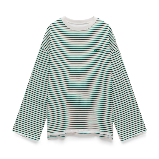 [734]GG     Thin Stripe Logo Embroidery Long-Sleeve Short-Pants Loungewear Two-Piece Set