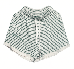 [734]G   [Same Style as Xu Yiyang] AHA Aichi Ai Thin Stripe Logo Embroidery Long-Sleeve Short-Pants Loungewear Two-Piece Set