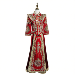 [807]GG   New Style Bride Wedding Dress, New Chinese-Style High-End Velvet Xiuhe Dress for Petite Brides