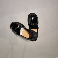 [137]GG       Black Thick Sole Women's Casual Slip-On Lazy Shoes Versatile Deep Toe Box Leather Shoes