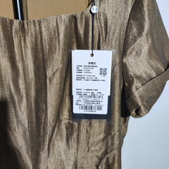 [191] [Mad Sale Price] Luoyi High-End Lurex Full-Skirt Dress for Women 2025 Summer New Elegant Square Neck Ruffle Midi Dress 10500