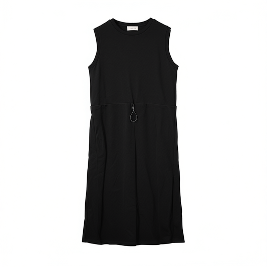 [574]GM    Imported Triacetate Cool Drawstring Slimming Row Style Stylish Casual Sleeveless Dress
