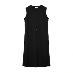 [574]G    FANLE STUDIOS Imported Triacetate Cool Drawstring Slimming Row Style Stylish Casual Sleeveless Dress