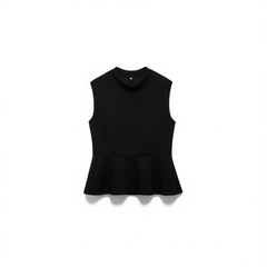 [284]GG    Japanese Craftsmanship, Imported Acetate, Sleeveless Elegant Blouse Vest with Ruffled Trim