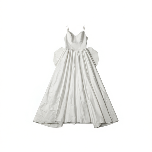 [991]GM   French minimalist strapless satin wedding dress, woodland-style princess dreamy travel photo shoot bride's main wedding gown with train and ultra-fairy puffy skirt