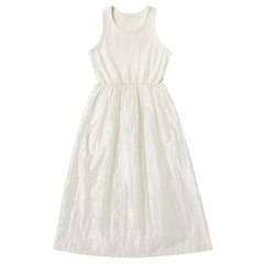 [264]MS Autumn Plus Size Women's White Tank Top Dress Set with French Elegance, Age-Defying Two-Piece Outfit