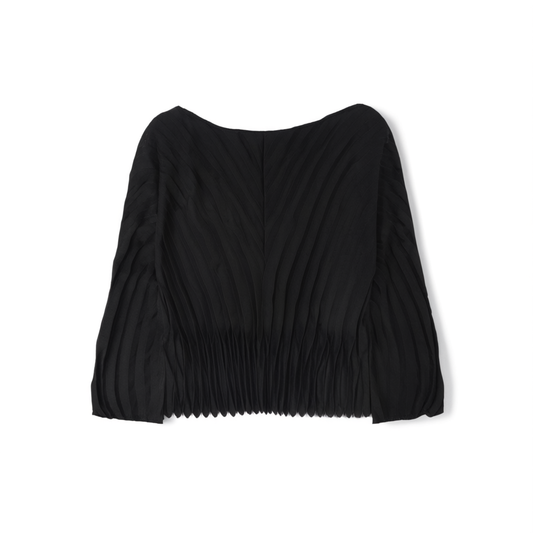 [481]GG     Pleated Plus-Size , Elegant Women's  Top , Loose Fit for a Slimming Effect, High-End Design
