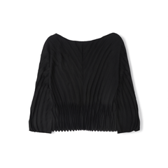 [481]GG     Pleated Plus-Size , Elegant Women's  Top , Loose Fit for a Slimming Effect, High-End Design