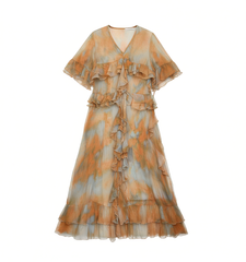 [102]NN Sangji Heihua "95% discount on new products at 8 PM on 3/26" [San Sheng Yue] Handcrafted Golden Thread Cloak Dress