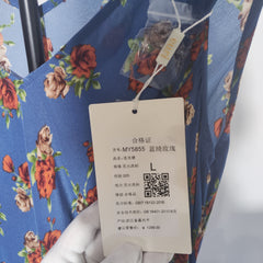 [051] Empty Valley Layered Roses | 100% Mulberry Silk | 45° Bias Cut | Silk Douyu V-Neck Sleeveless Dress - MY5855