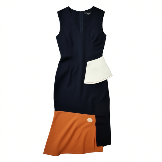 [853]M  [Party Price of Carnival ] COMME MOI LüYAN designer spring and summer dress comfortable fragmented contrasting sleeveless dress