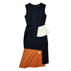 [853]M  [Party Price of Carnival ] COMME MOI LüYAN designer spring and summer dress comfortable fragmented contrasting sleeveless dress