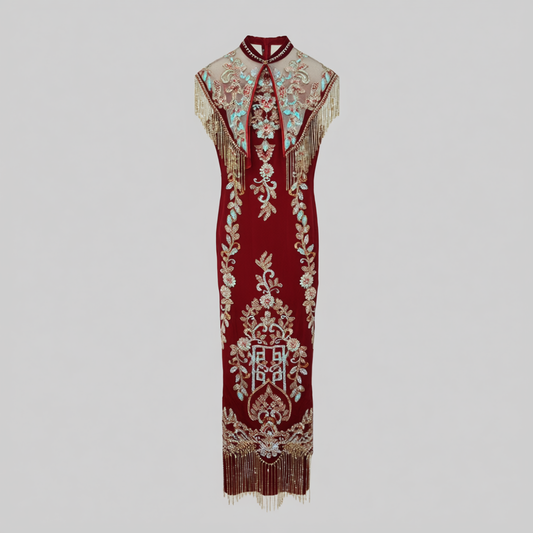 [853]NM  Heavy industry qipao xiumel iberation outfit wedding gowneng agement and to astdress new brideout for wedding cidere wedding red shawls