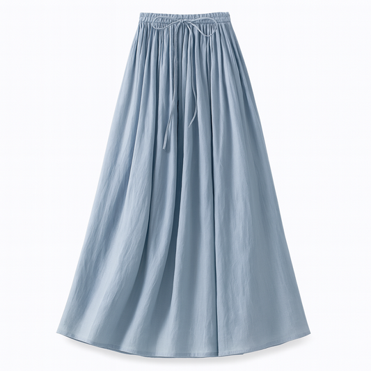 [269]MS Japanese high-end women's ramie midi skirt summer large size mid-length cotton ramie A-line skirt plus size girls slimming umbrella skirt