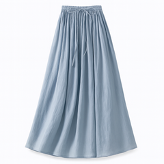 [269]MS Japanese high-end women's ramie midi skirt summer large size mid-length cotton ramie A-line skirt plus size girls slimming umbrella skirt