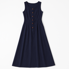 [271]GS   Store Clearance Summer New Arrival Retro Hong Kong Style Designer Slimming Elegant Blue Sleeveless Dress