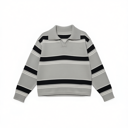 [349]G  Relez Basilan Wool Crew Neck Vintage Stripe Women's Spring New Arrival Fashionable Versatile Elegant Top