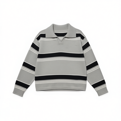 [349]G  Relez Basilan Wool Crew Neck Vintage Stripe Women's Spring New Arrival Fashionable Versatile Elegant Top
