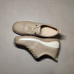 [526]GM   Casual Hollow-out Genuine Leather Women's Shoes, Spring/Summer New Arrival, Soft-soled Mother's Shoes, Thick-soled Breathable Cowhide Hollow-out Cow Leather Women's Shoes