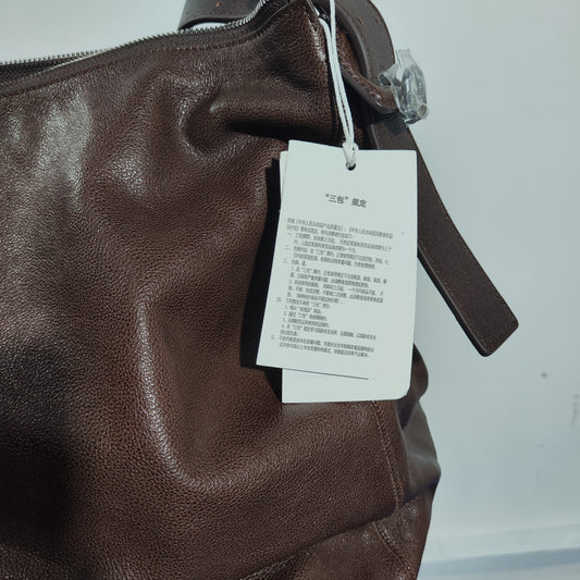 [585]MG    Vegetable-tanned cowhide, soft, French-style, commuter tote/handbag with a free-form structure and large capacity