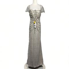 [675]GM  Silver Fishtail Gown with Premium Elegance, Light Luxury, Boutique High-End Elaborate Design for Wedding Toast, Party, Engagement, and Adult Occasions