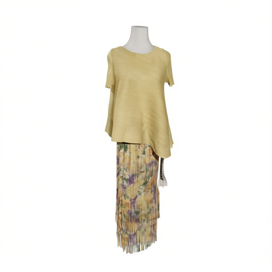[585]GG       Casual Short Sleeve Crop Top Elegant Ruffled Half Skirt Two-Piece Suit