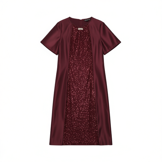 [793]GG    New Chinese Style Mother-of-the-Bride Wedding Banquet Gown 、 Beaded Sequin Design Qipao Short-Sleeve Dress