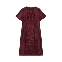 [793] New Chinese Style Mother-of-the-Bride Wedding Banquet Gown 2024 Summer New Beaded Sequin Design Qipao Short-Sleeve Dress