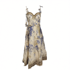 [932]GG      luxury custom  floral print strap fishtail waist fairy dress