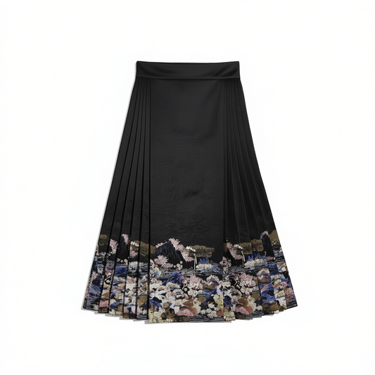 [806]GM  Hanfu [Mother-of-Pearl Landscape] Chinese-style Stand-collar Jacket with Imitation Zhuanghua Mamian Skirt for Autumn and Winter Daily Wear
