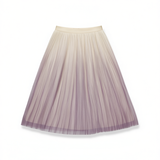 [896] Korean Women's Summer New Loose Gradient Pleated Midi Skirt, Flattering Mesh Fairy Skirt