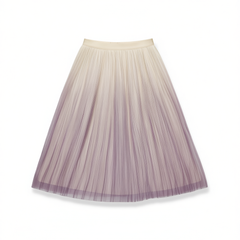 [896] Korean Women's Summer New Loose Gradient Pleated Midi Skirt, Flattering Mesh Fairy Skirt