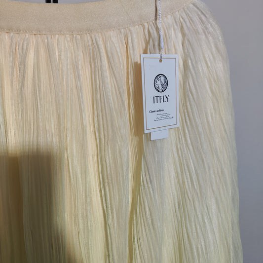 [152] Korean Gradient Color Pleated Midi Skirt for Women, Summer New Arrival, Loose Fit, Slimming Tulle Fabric, Fairy-Style Layered Skirt