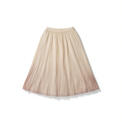 [408] Korean-style gradient pleated midi skirt for women, new summer collection, loose and slimming design, tulle fabric, fairy-style sheer skirt