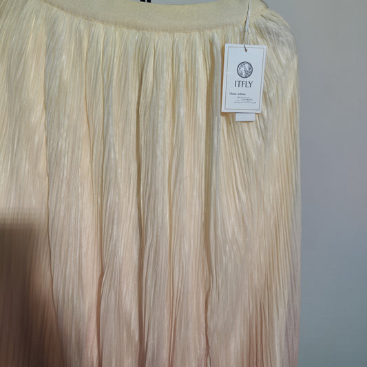 [408] Korean-style gradient pleated midi skirt for women, new summer collection, loose and slimming design, tulle fabric, fairy-style sheer skirt