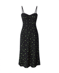 [326]NN Reformation Black French Polka Dot Strapless Dress for Sanya Beach Travel