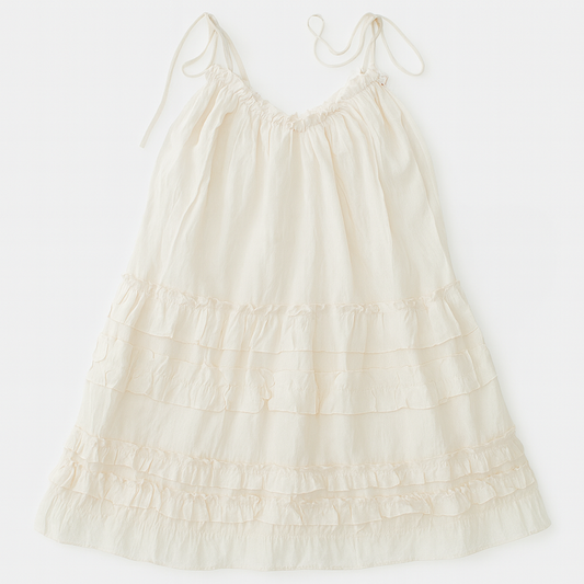 [281]GS   DAYDAYUP Women's Summer Beach Vacation Layered Dress with Backless Cross-Back Straps and French Lace