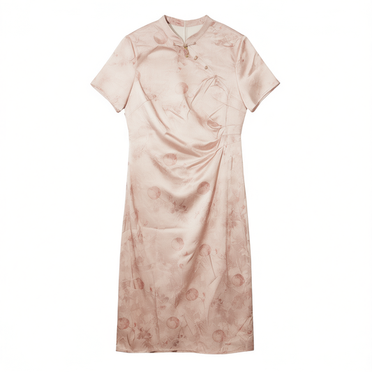 [793]GM     Plus Size New Chinese Style Jacquard Qipao Dress, Summer New Arrival Wrinkle-Resistant Belly-Hiding Elegant Dress