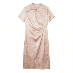 [793]G    Lanyu Plus Size New Chinese Style Jacquard Qipao Dress, Summer New Arrival Wrinkle-Resistant Belly-Hiding Elegant Dress